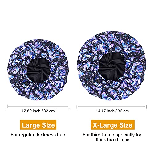 POZILAN Luxury Shower Cap for Women, Waterproof Reusable Shower Caps Double L...