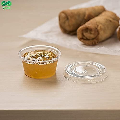 [150 Set - 1 oz] PTG Clear Disposable Plastic Portion Cups, Souffle Cups, Con...