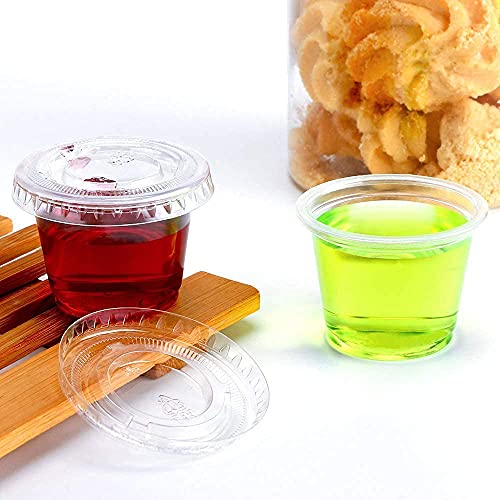[150 Set - 1 oz] PTG Clear Disposable Plastic Portion Cups, Souffle Cups, Con...