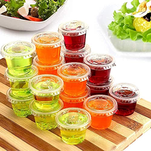 [150 Set - 1 oz] PTG Clear Disposable Plastic Portion Cups, Souffle Cups, Con...