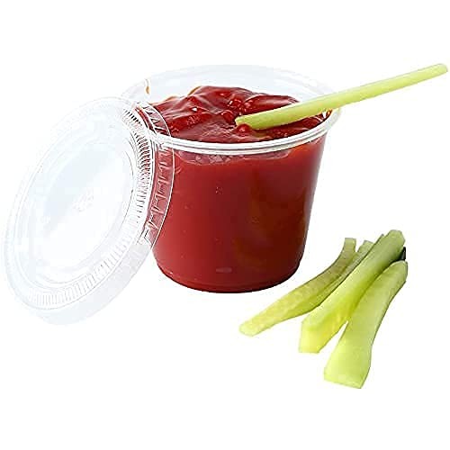 [150 Set - 1 oz] PTG Clear Disposable Plastic Portion Cups, Souffle Cups, Con...