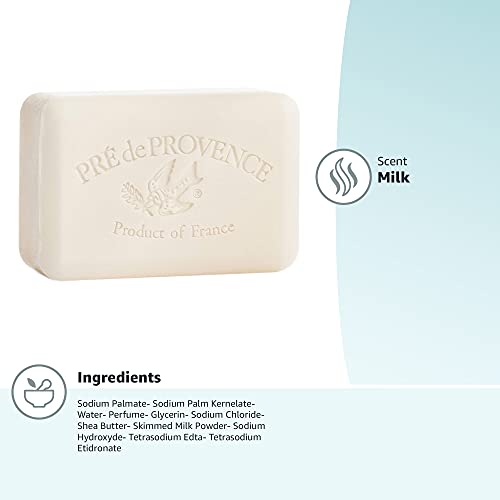 Pre de Provence Artisanal French Soap Bar Enriched with Shea Butter, Milk, 250 g