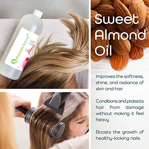 Sweet Almond Oil Carrier Oil - Cold Pressed Pure Natural Body Massage Oils fo...