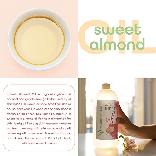 Sweet Almond Oil Carrier Oil - Cold Pressed Pure Natural Body Massage Oils fo...
