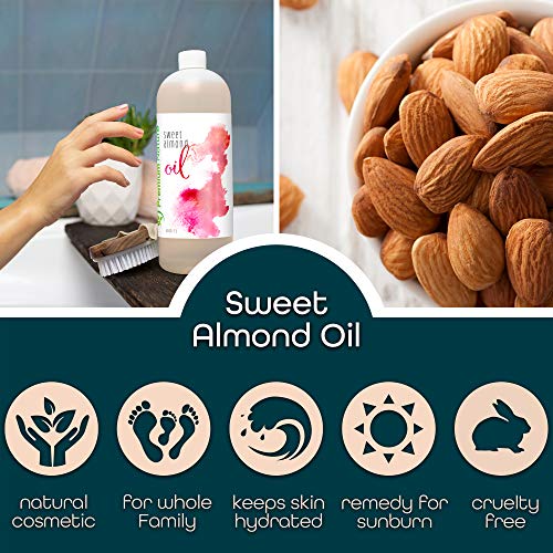 Sweet Almond Oil Carrier Oil - Cold Pressed Pure Natural Body Massage Oils fo...