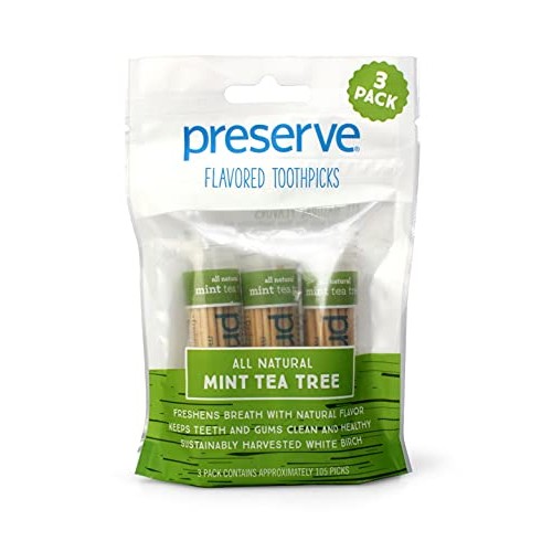 Preserve Flavored Toothpicks, Mint Tea Tree, 3 Count
