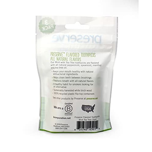 Preserve Flavored Toothpicks, Mint Tea Tree, 3 Count