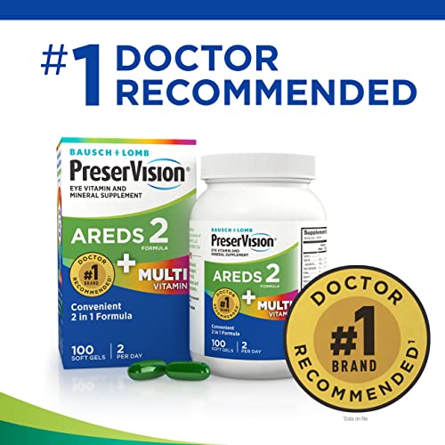 PreserVision AREDS 2 + Multivitamin 2-in-1 Eye Contains Vitamin C D E & Zinc ...