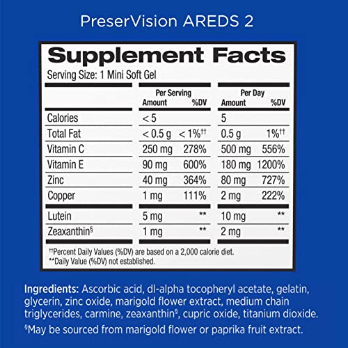 PreserVision AREDS 2 + Multivitamin 2-in-1 Eye Contains Vitamin C D E & Zinc ...