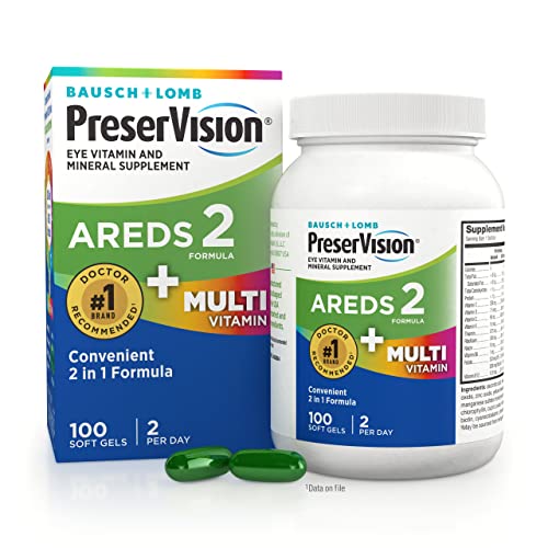 PreserVision AREDS 2 + Multivitamin 2-in-1 Eye Contains Vitamin C D E & Zinc ...