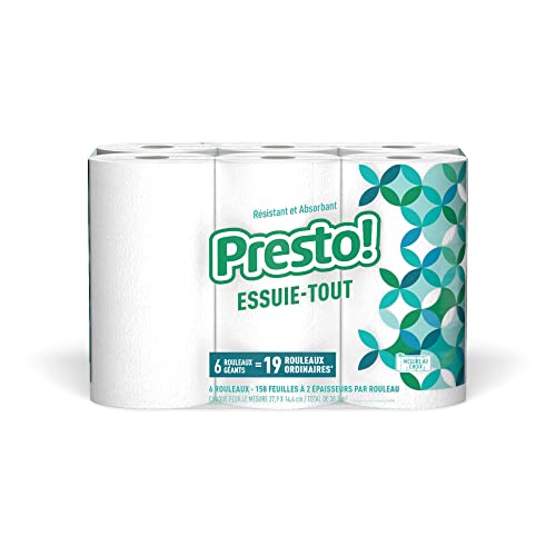 Amazon Brand - Presto! Flex-a-Size Paper Towels, Huge Roll, 12 Count = 38 Reg...