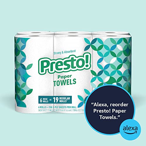 Amazon Brand - Presto! Flex-a-Size Paper Towels, Huge Roll, 12 Count = 38 Reg...