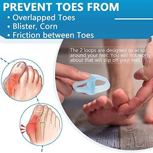 PrettSole 12 Pack Toe Separators, Toe Spacers with 2 Loops, Bunion Relief Pad...