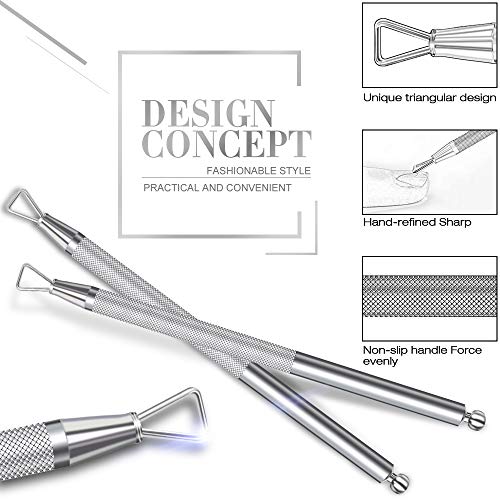 PrettyDiva Cuticle Pusher - Stainless Steel Triangle Cuticle Nail Pusher Peel...