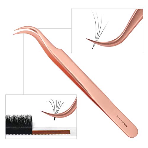 Pretty memory Eyelash Extension Tweezers for Lash Fans Extension, Curved Twee...