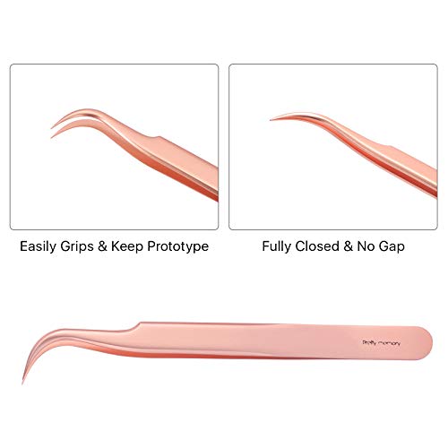 Pretty memory Eyelash Extension Tweezers for Lash Fans Extension, Curved Twee...