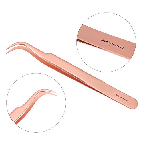 Pretty memory Eyelash Extension Tweezers for Lash Fans Extension, Curved Twee...