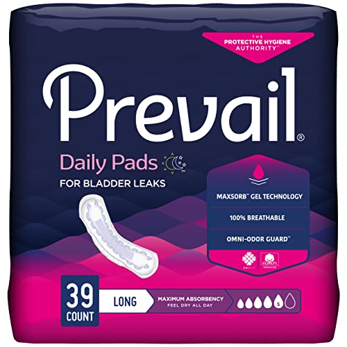 Prevail Maximum Absorbency Incontinence Bladder Control Pads, Long, 39 Count