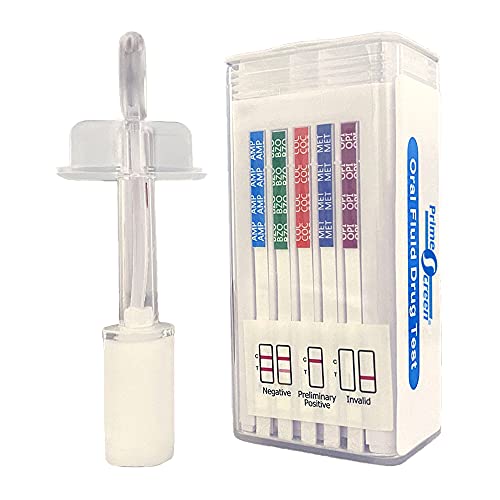 Prime Screen [1 Pack] 6 Panel Oral Saliva Drug Test Kit (AMP, BZO, COC, MET, ...