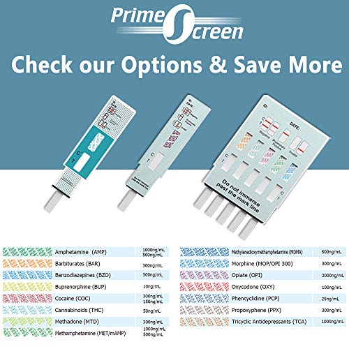 Prime Screen [10 Pack] 5 Panel Urine Drug Test Kit (AMP, BZO, COC, OPI,THC) -...