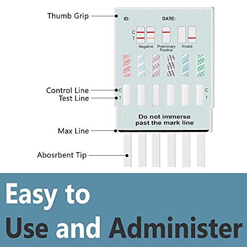 Prime Screen [5 Pack] 6 Panel Urine Drug Test Kit (THC-Marijuana, BZO-Benzos,...