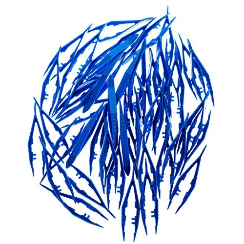 Bulk Priced Plastic Blue Forceps (Tapered Tweezers) from PrimeMed (50 Pack)