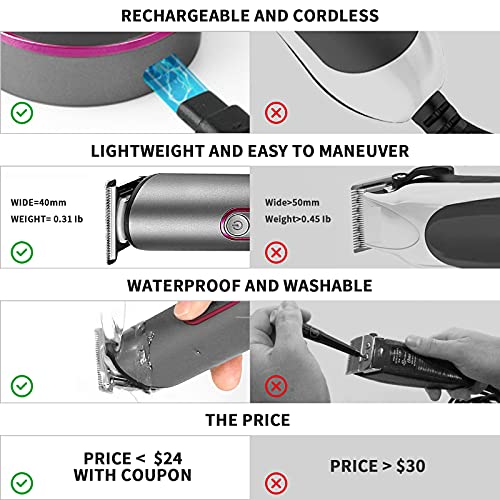 PRITECH Hair Trimmer for Women, Waterproof Bikini Trimmer, Rechargeable Pubic...