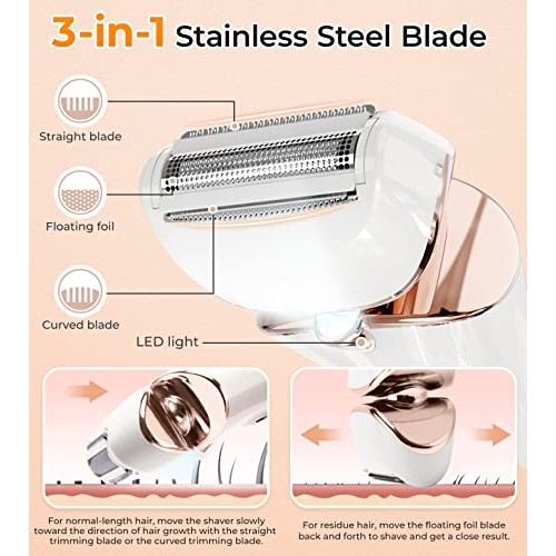 PRITECH Rechargeable Women Razor, Cordless Electric Razor for Women Wet & Dry...