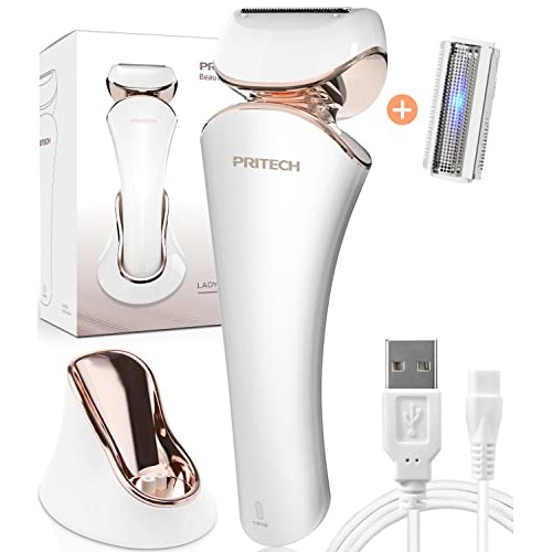 PRITECH Rechargeable Women Razor, Cordless Electric Razor for Women Wet & Dry...