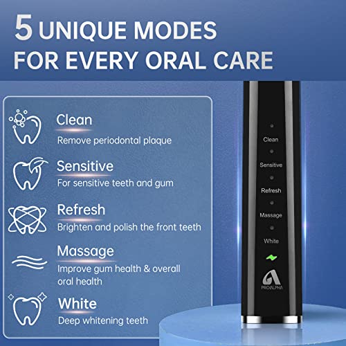 Proalpha Electric Toothbrush for Adults, Sonic Electric Toothbrushes with Tra...