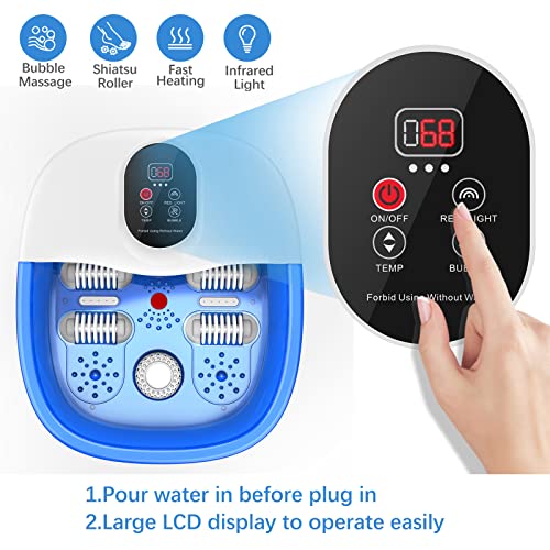 Foot Spa Massager, Toe Touch Controlled Foot Bath with invigorating Bubbles a...