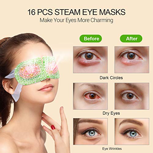 16 Packs Steam Eye Masks for Dry Eyes, SPA Warm Eye Mask, Relief Eye Fatigue ...