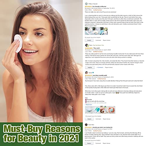 ProCIV Reusable Makeup Remover Cotton Pads 18 Pack Washable Organic Bamboo Re...
