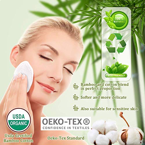 ProCIV Reusable Makeup Remover Cotton Pads 18 Pack Washable Organic Bamboo Re...