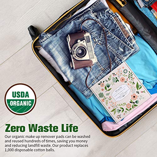 ProCIV Reusable Makeup Remover Cotton Pads 18 Pack Washable Organic Bamboo Re...