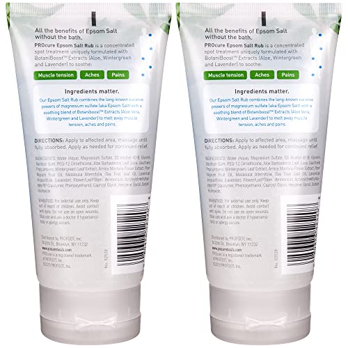 PROCURE Epsom Salt Rub Gel with Aloe Vera, 6 Fluid oz. (Pack of 2) Soothes Mu...