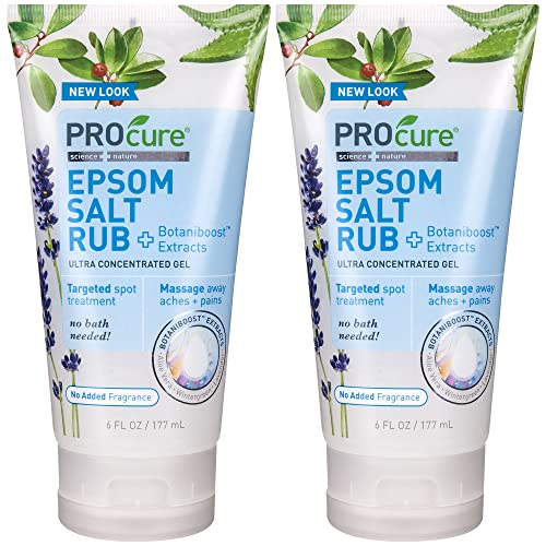 PROCURE Epsom Salt Rub Gel with Aloe Vera, 6 Fluid oz. (Pack of 2) Soothes Mu...