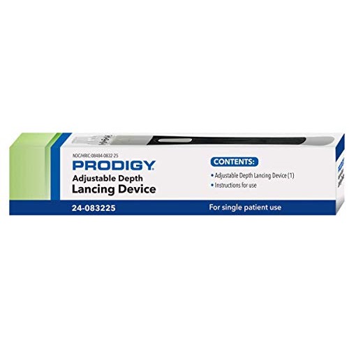 Prodigy Adjustable Depth Lancing Device, Black, White