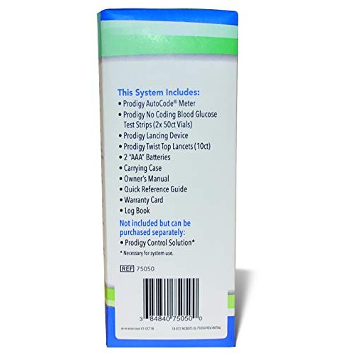 Prodigy Glucose Monitor Kit - Includes Prodigy Meter, 100ct test strips, 10ct...