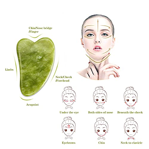 Gua Sha Massage Tool, Jade Stone Gua Sha Facial Tools For SPA Acupuncture The...