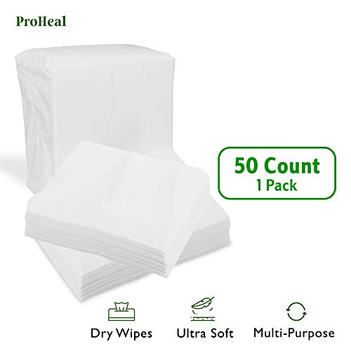Disposable Dry Wipes, 50 Pack – Ultra Soft Non-Moistened Cleansing Cloths for...