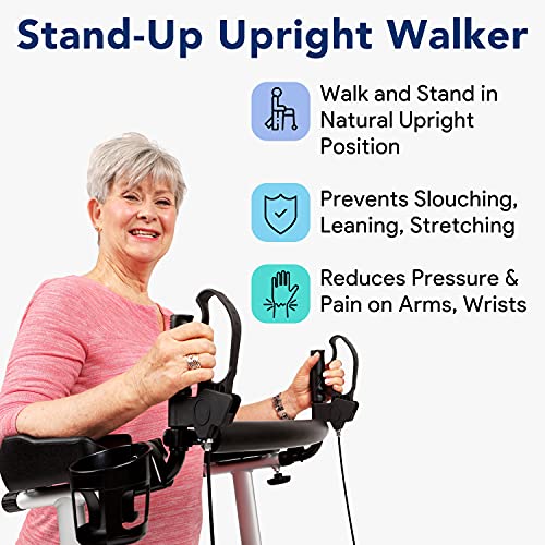 ProHeal Stand Up Walker with Seat - Tall Stand Up Rollator with Adjustable He...