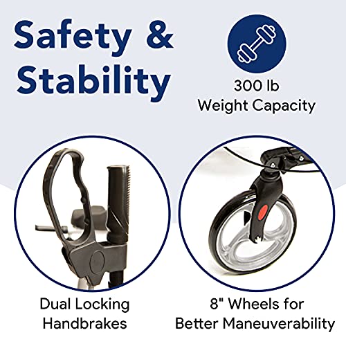 ProHeal Stand Up Walker with Seat - Tall Stand Up Rollator with Adjustable He...