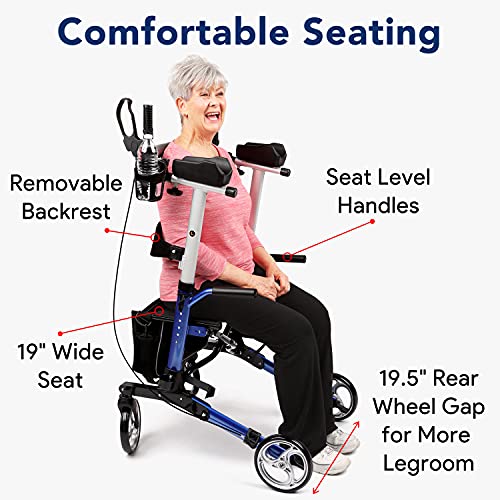 ProHeal Stand Up Walker with Seat - Tall Stand Up Rollator with Adjustable He...