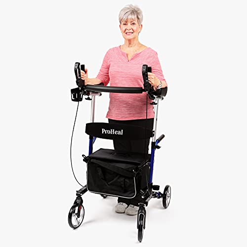 ProHeal Stand Up Walker with Seat - Tall Stand Up Rollator with Adjustable He...