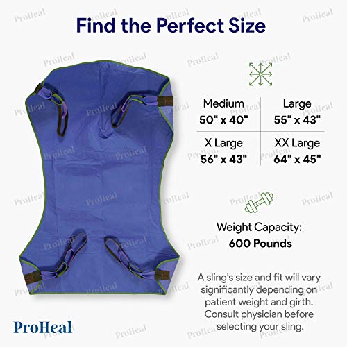 ProHeal Universal Full Body Lift Sling, Large, 55"L x 43" - Solid Fabric Poly...