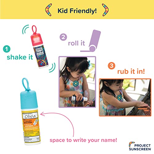 Project Sunscreen Roll-On SPF 50 Sun Protection for Kids - Natural Mineral Ba...
