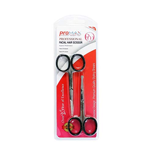 ProMax Facial Hair Scissors for Men -Curved And Rounded Blades Moustache, Nos...