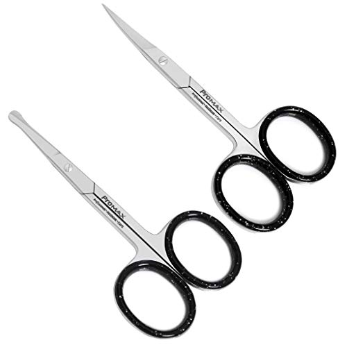 ProMax Facial Hair Scissors for Men -Curved And Rounded Blades Moustache, Nos...
