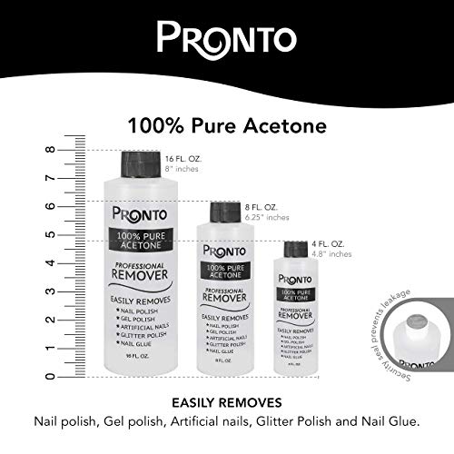 Pronto 100% Pure Acetone - Quick, Professional Nail Polish Remover - For Natu...